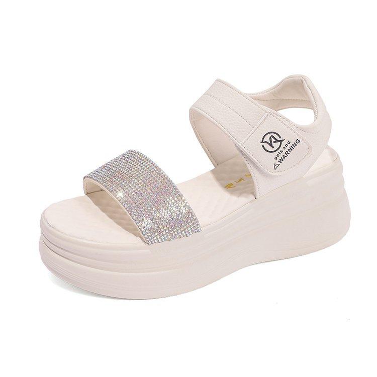 

Сандалии на толстой подошве с внутренней платформой, увеличивающей рост, женские 2025 новые универсальные и стройнящие, маленькая 8-сантиметровая подошва-маффин, модные, универсальные и удобные 40