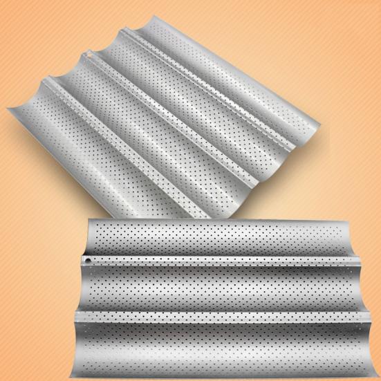 2/3/4 Yuvalı Kabuklu Delikli Yapışmaz Baget Fransız Ekmeği Pişirme Tepsisi Tava Aracı