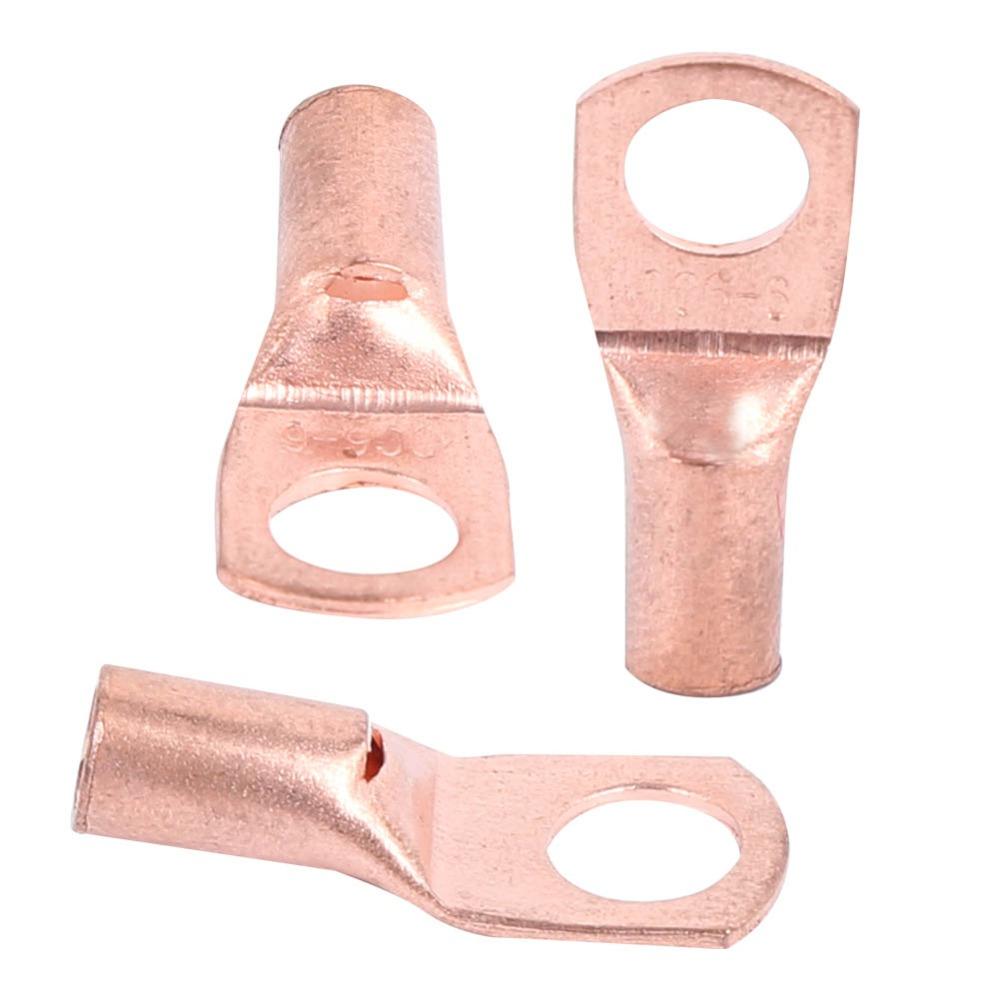 50 Stück SC6-6 Kupfer-Ringkabelschuh Kaltgepresste Reine Kupfer-Batterie-Ringkabelschuhklemmen Goldfarbe