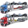 Qiyi 1/48 Double-Layer Sedan Carrier: Sound & Light Pull-Back Alloy Model Car for Kids