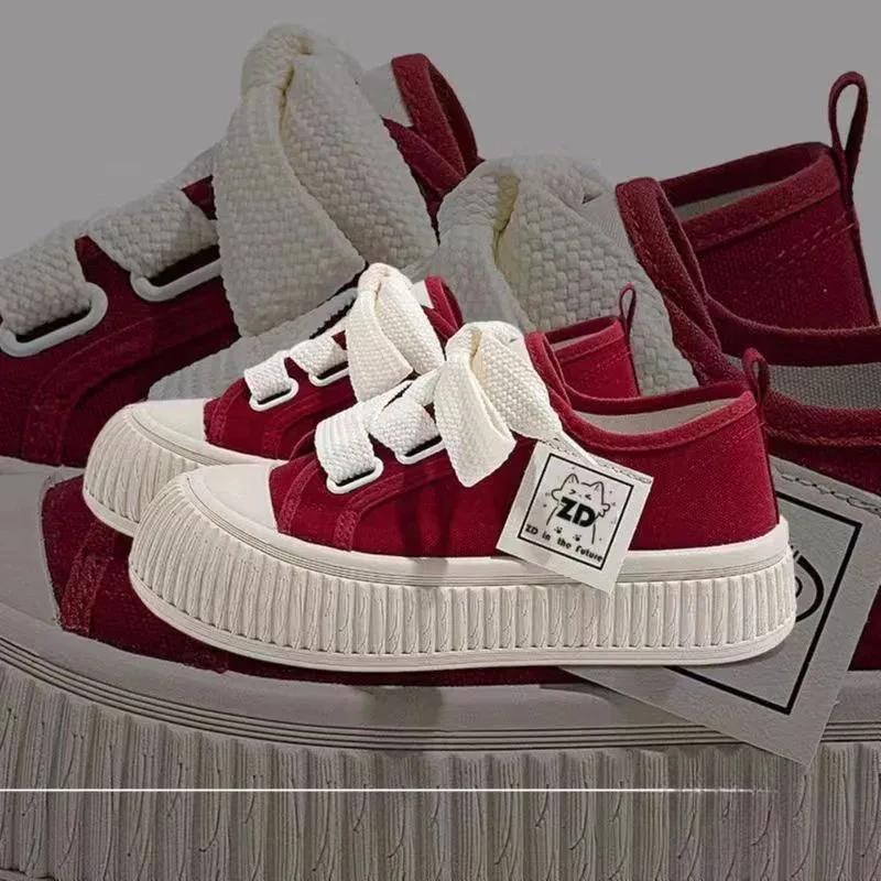 Sneakers Women Shoes for Woman Thick Soled Canvas Shoes 2025 New Trend Lady Breathable White Trainers Student Casual Board Shoes