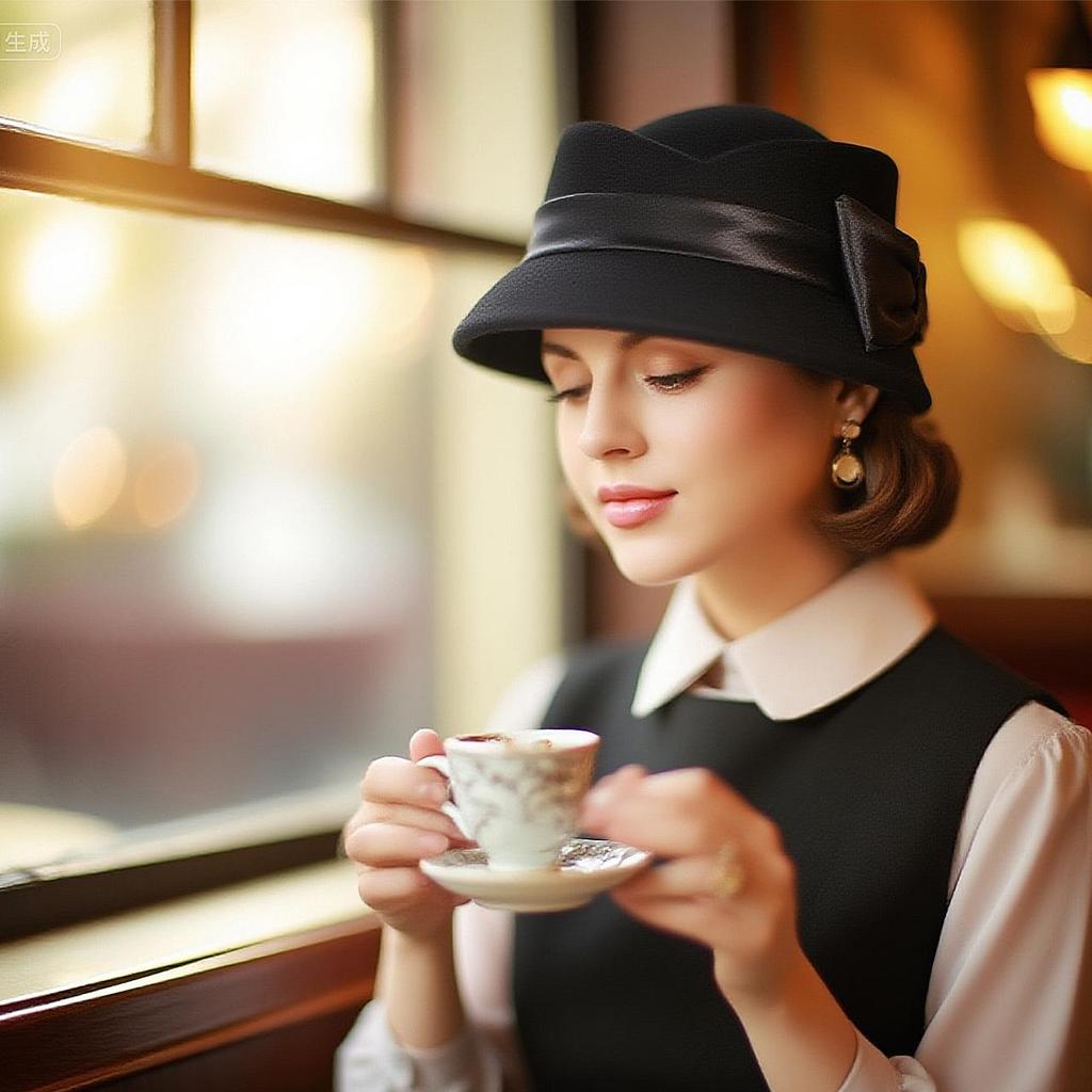 Women’s Vintage Wool Cloche Church Hat with Satin Bow Elegant Bowler Bucket Hat for Tea Party Wedding Garden Formal Events