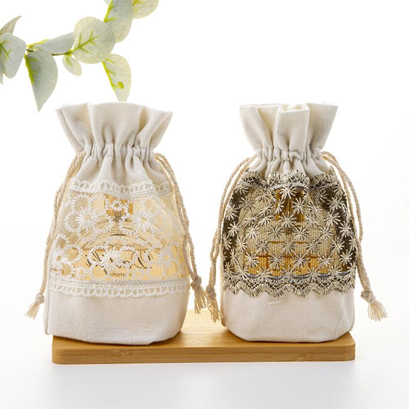 10*14cm Storage Bags with Drawstring Christmas Gift Wedding Candy Package Pouch Reusable Canvas Dust Bag Cosmetic Coins Keys Bag