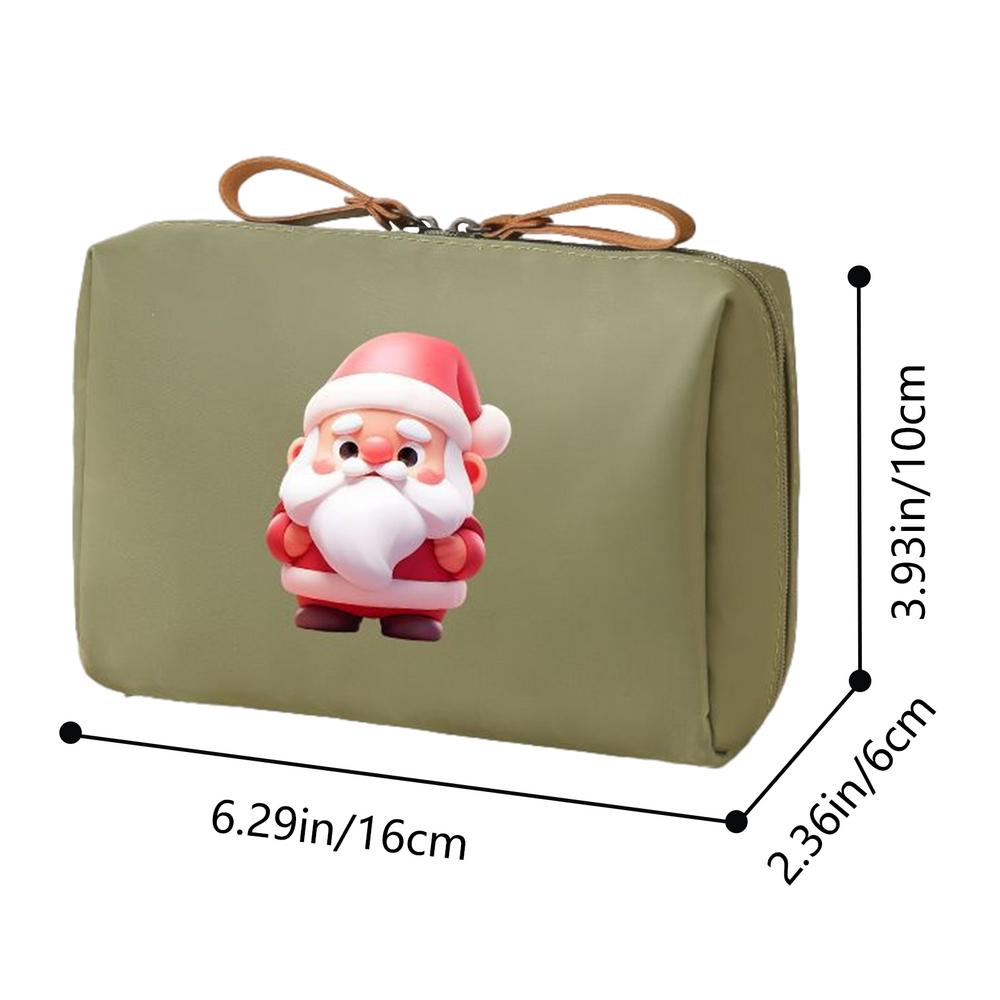 

Makeup Bag Large Capacity Travel Toiletry Zipper Pouch With Santa Claus Print Makeup Organizer Bag Women Portable Purses армія зелений колір