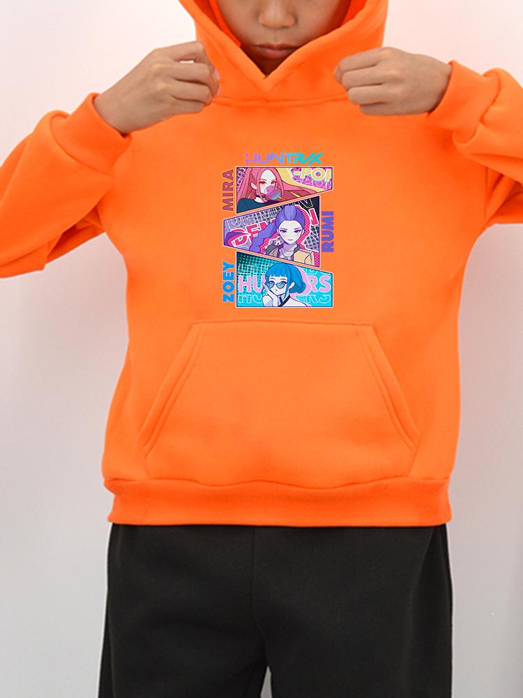 kpop demon hunters print Autumn hoodies Fleece sweatshirt y2k sudadera Jacket Cartoon pullover anime hoodie kids clothes girls