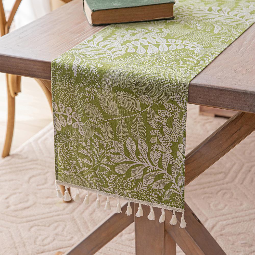 Green Plant Table Runner, Fresh and Natural StyleTable Decoration,Dining Room Party ChristmasRestaurant Modern Decor Supplies