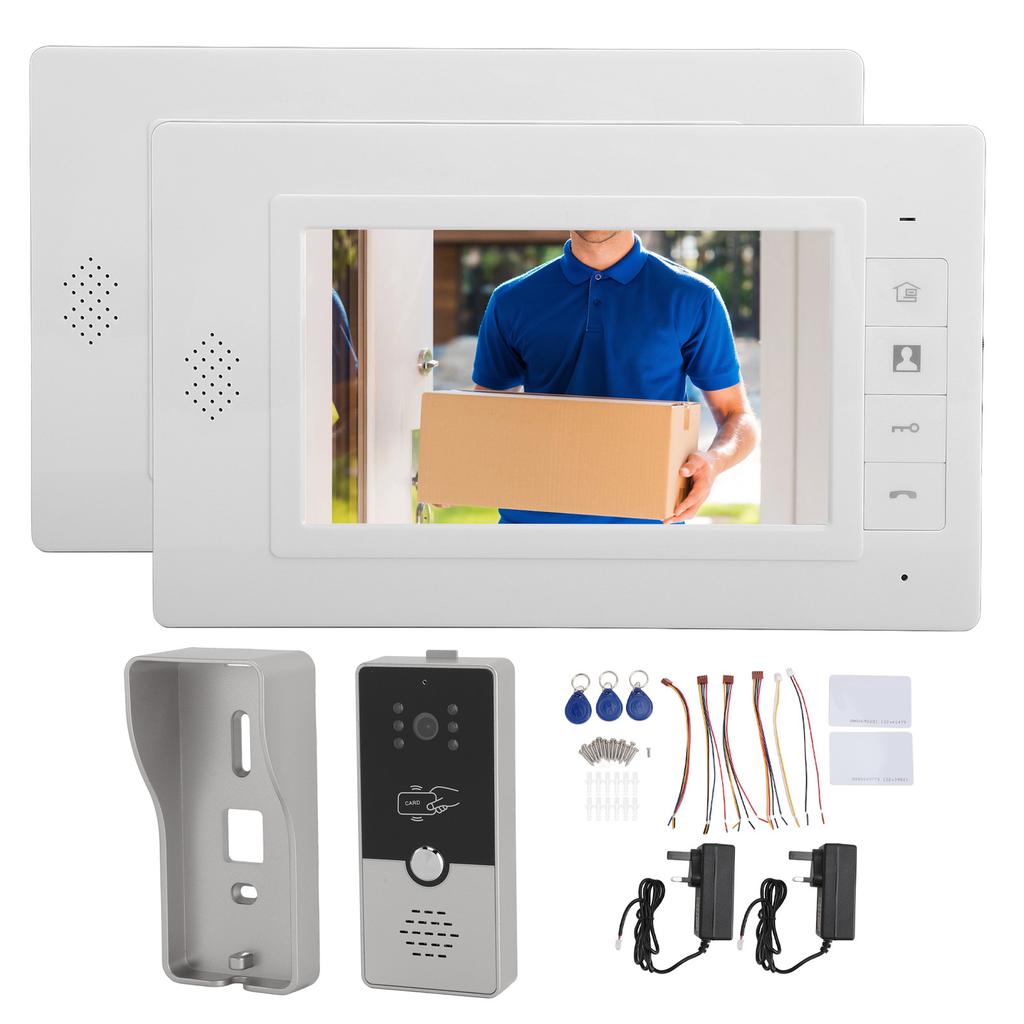 Video Doorbell Intercom System 7inch Color Screen IR Camera Wired Video Doorbell Door Phone Kit for