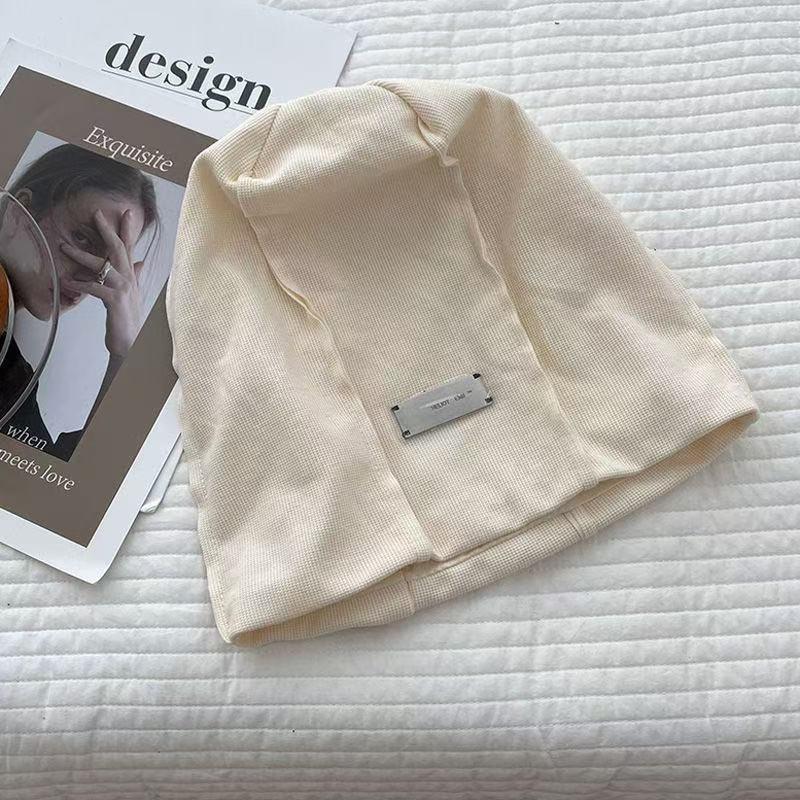 Korean Style Face-Slimming Solid Color Influencer Slouchy Beanie - Versatile Fashion Hat for Women with Large Head Circumference