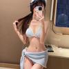 Striped Bikini Three-piece Girl Sweet Sexy Beach Vacation Hot Spring Small Fresh Island Swimsuit Women