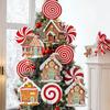 Décorations Sapin de Noël Picks Grand Bonhomme en Pain d'Épice Maison en Bonbons Sucette Picks de Noël pour Arbre Mignons Picks Bonbons Ornements