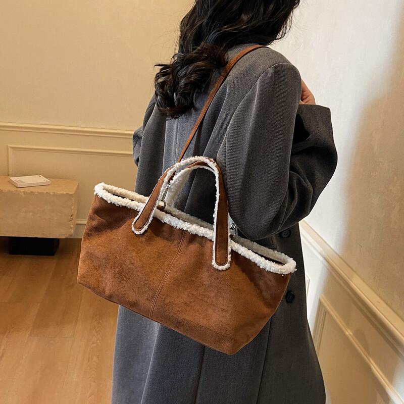OGAR Retro Faux Lamb Wool Tote Bag Medium