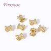 18K Gold Plated Inlaid Zircon Metal Spacer Beads, Double Side Bead Caps Bead For DIY Beading Jewelry Accessories Findings