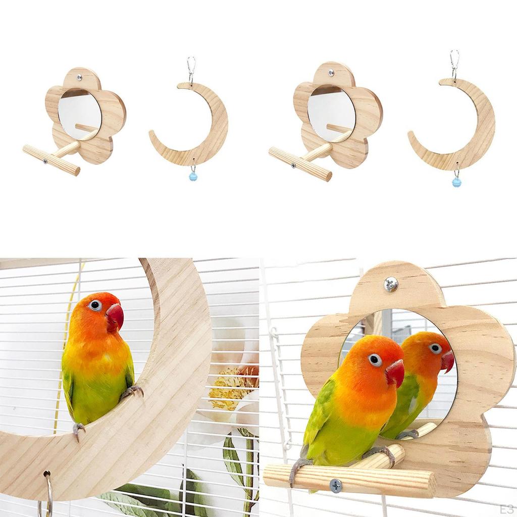 Hanging Swing for Parakeets, Moon Shape Perch Bird Climbing and Play