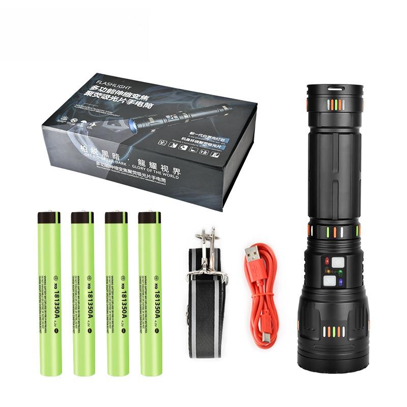 New Powerful G600/601 LED Flashlight Zoomable Spotlight with Power Display Type-c Charging Outdoor Emergency Camping Lantern