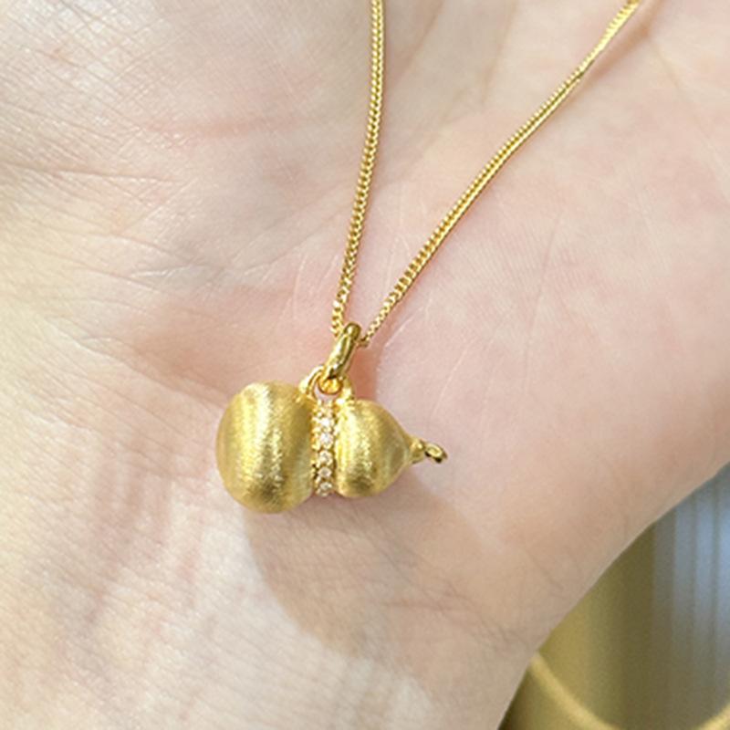 New in refreshing style Fashion matte classic brushed gourd necklace trendy retro antique gold craftsm pendant banquet jewelry