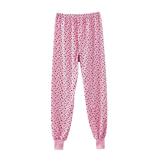 

Пижамные брюки Эластичная высокая талия Цветочный принт Длинные брюки Свободные розовый