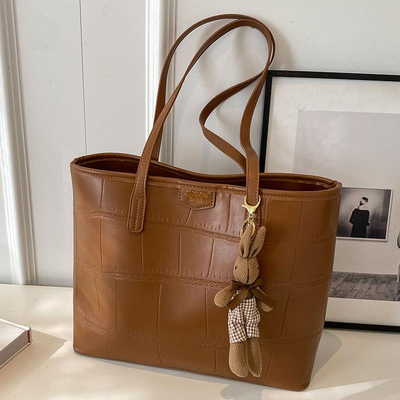 Handbag  Large Capacity  Simple Tote Bag  High End Plaid  Shoulder Bag Trendy