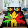 Leaf Duvet Cover Set Colorful Leaves Bedding Set Botanical Weed Comforter Cover Set Boho Psychedelic Quilt Cover Queen Duvet