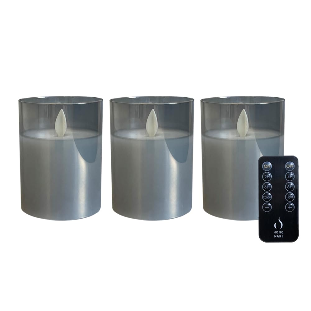 

HONONARI LED candle S set of with dedicated remote indirect lighting light, size, 3, control, (GRAY)