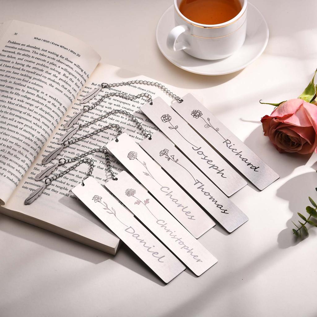 Mprainbow Free Custom Rectangle Bookmarks for Men Women, Waterproof Stainless Steel Square Tag  Accessory,Gifts for Him