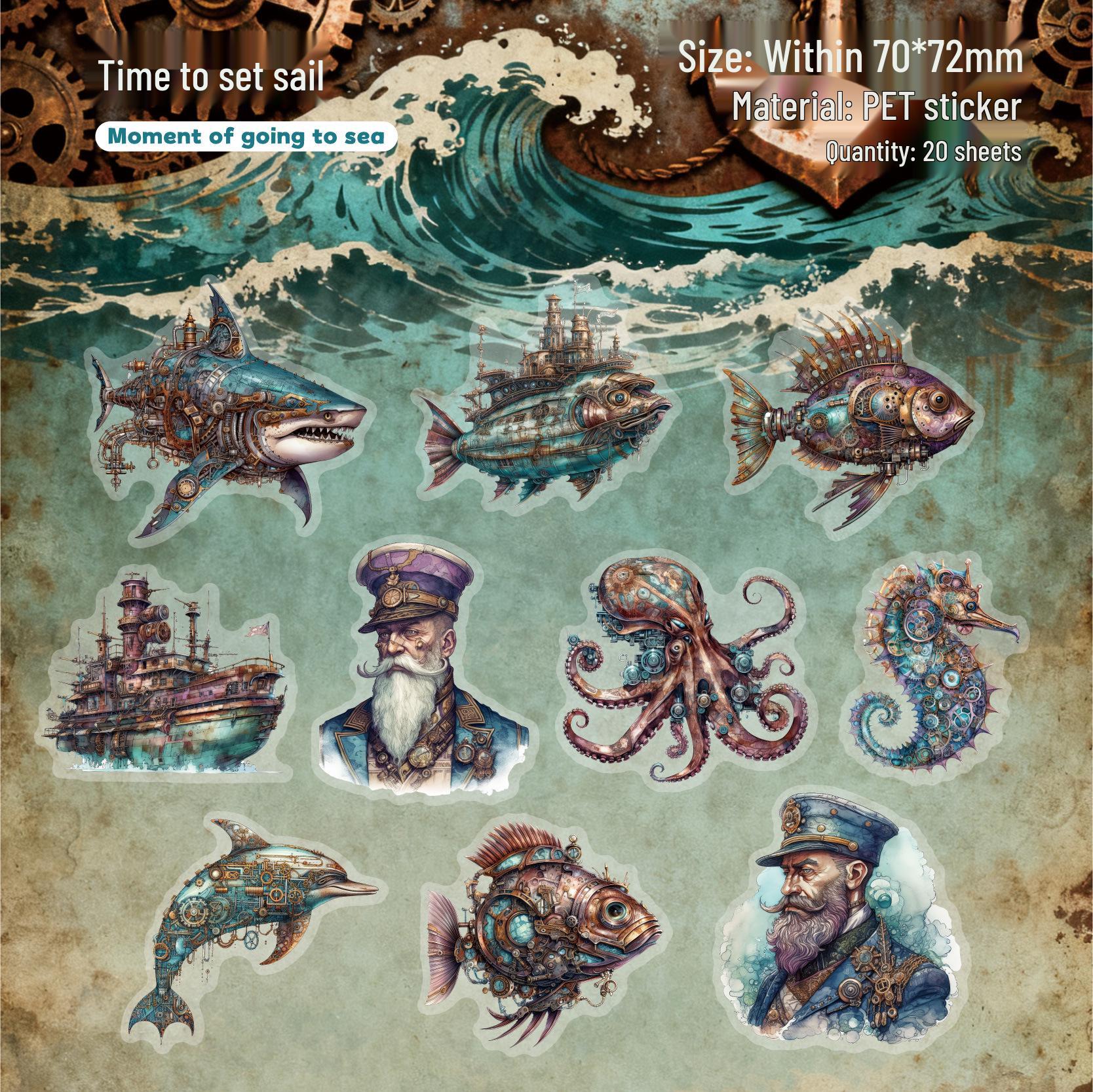 Steampunk Era Retro Character Decorative Stickers - 20 Sheets for Creative DIY Journaling