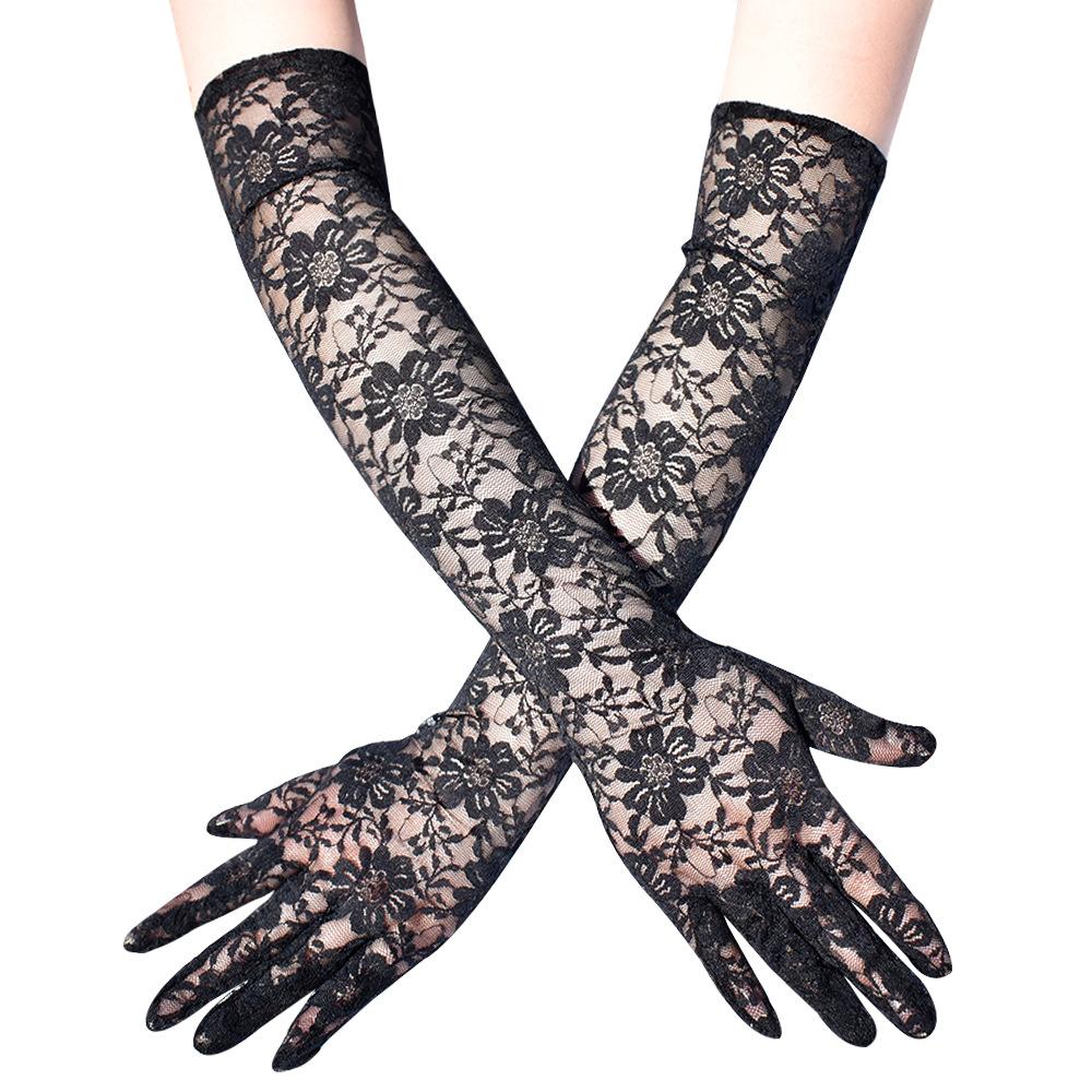 Long Lace Gloves Show Dress Up Cosplay Sexy Gloves Stretch Over Elbow Lace Bridal Vintage Gloves