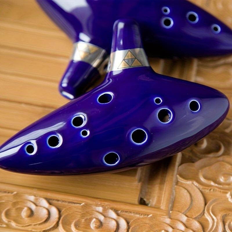 12-Hole Ceramic Ocarina Flute in C Key with Color Box, Protective Pouch, Stand, and English Instruction Manual