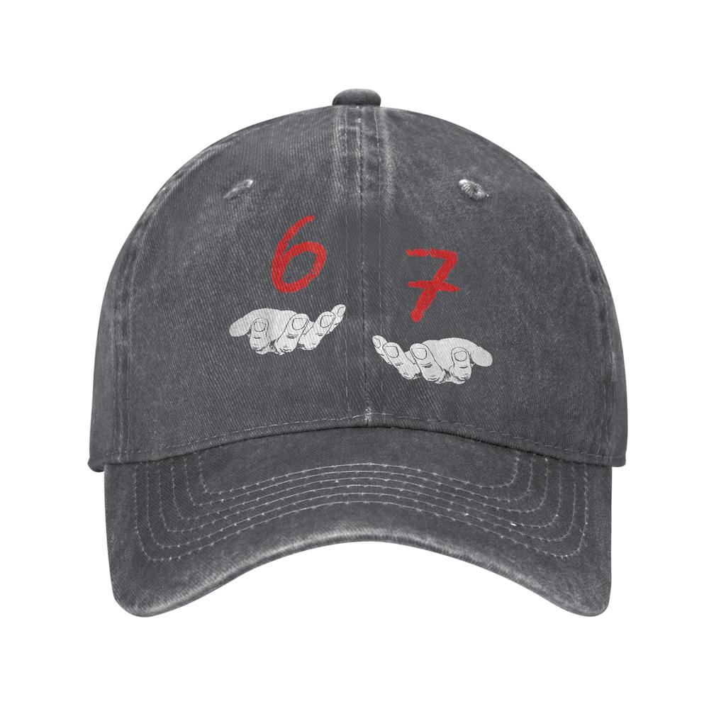 Six Seven 6 7 Meme Funny Hands Baseball Cap Men Women Distressed Denim Snapback Gen-Alpha Slang Outdoor Workouts Adjustable Hats