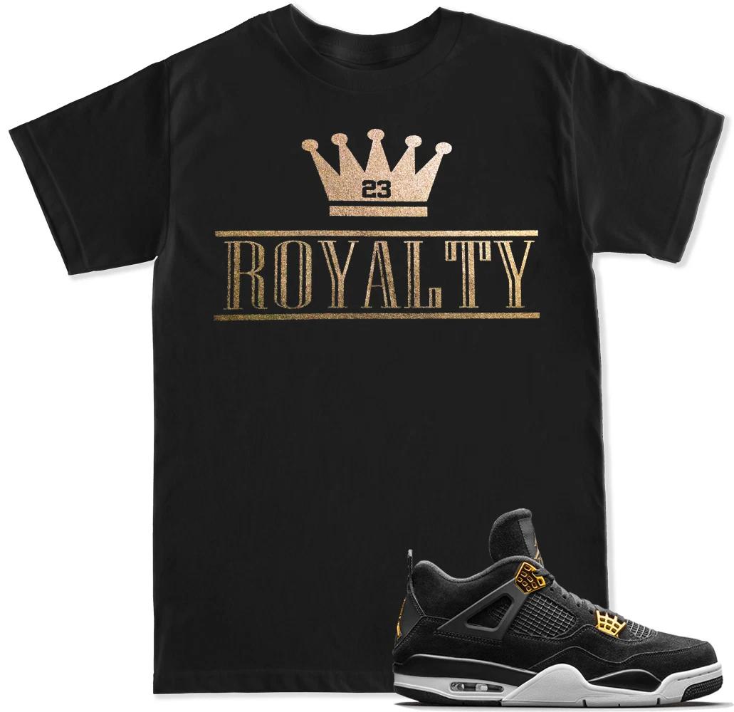 ROYALTY Crown Gold T Shirt to match with Air Js Retro 4 Gold Royalty Shoes L
