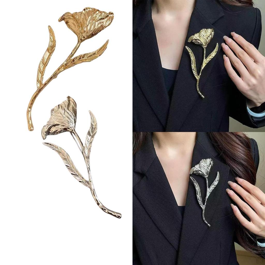 Large Big Flower Metal Brooch Corsage Pin Unique Fashion Statement for Women Men Wedding