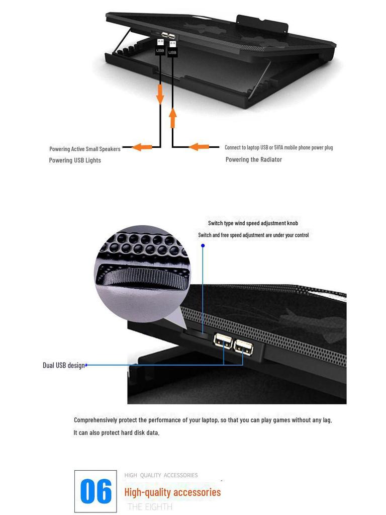 Nosi S200C Silent Cooling Pad for 14-15.6 Inch Laptops