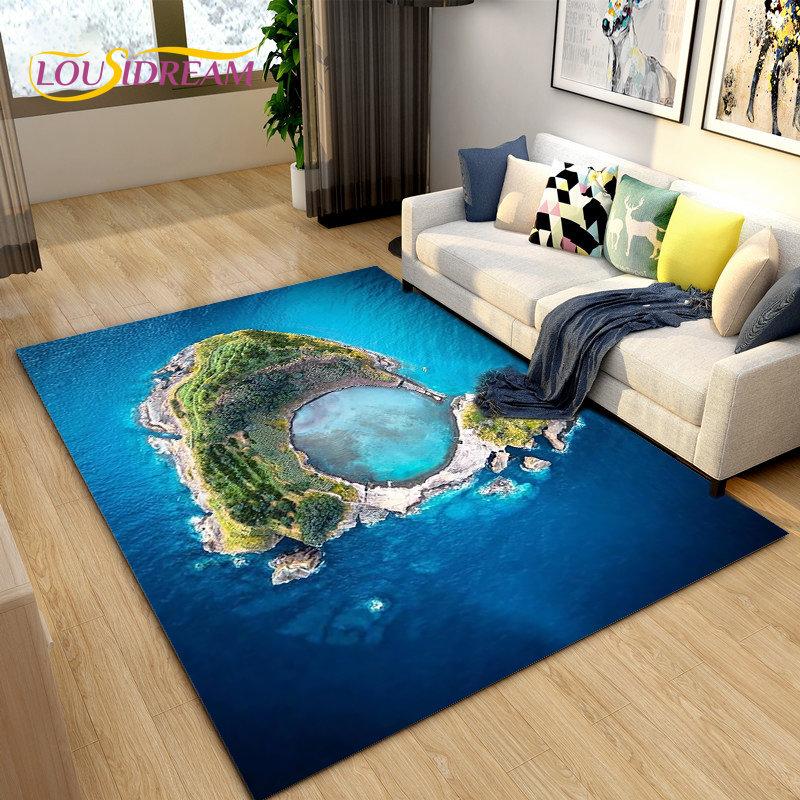 3D Ocean Seawater Beach Water Scenery Area Rug,Carpet Rug for Living Room Bedroom Sofa Doormat Decoration,Kid Non-slip Floor Mat