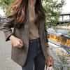 Spring Autumn Plaid Blazer Women Jacket Korean Style Suit Slim Fit Versatile Long Sleeve Casual Business Suit Coats Woman