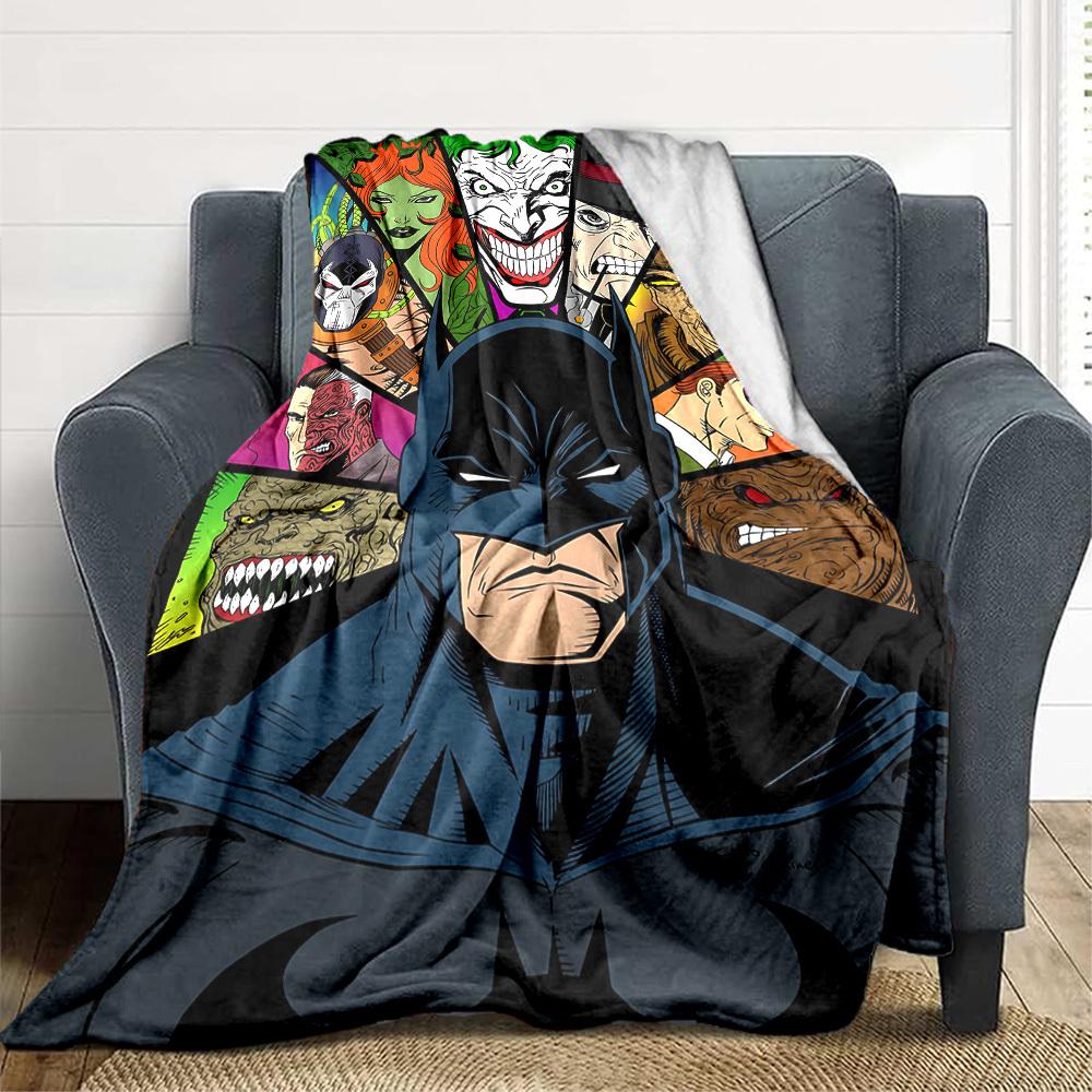 1pc Batman Flannel Throw Blanket Lightweight Soft Warm All Season Blanket for Sofa, Bed, Travel, Camping L1024184