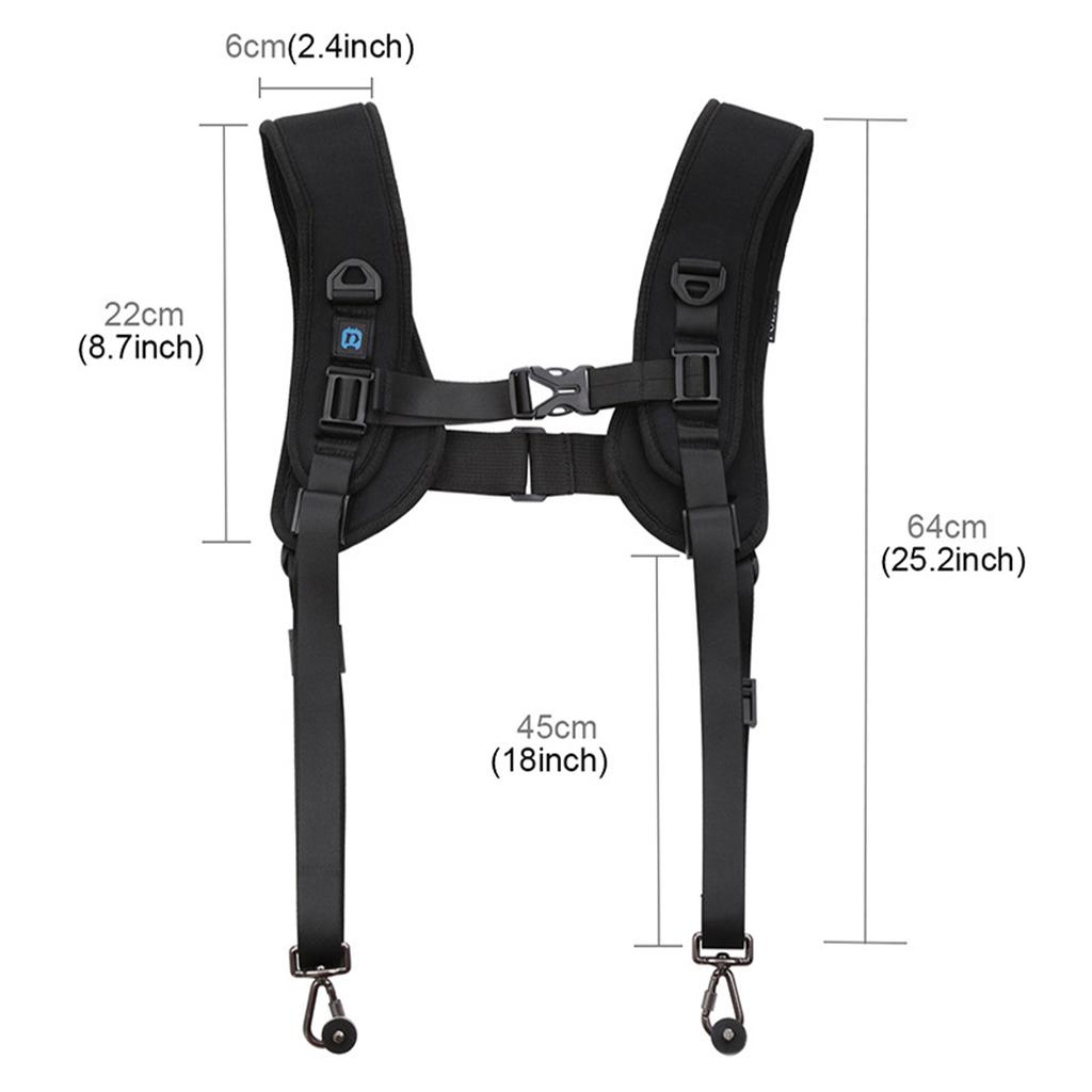 Quick Release Double Shoulder Camera Straps Harness for DSLR SLR Cameras with Safety Tethers and Accessories