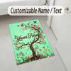 Floral Garden Theme Crystal Velvet Rug Personalized Custom Name Text Soft Floor Mat Home Decor