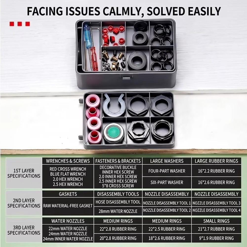 Split Storage Tray Plumbing Parts Box Multifunctional Faucet Repair Kit Plumbing Seal Kit