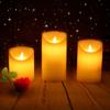 Blank Canvas LED Candle Trio Creamy Off White Pillars With Softly Melting Tops Neutral Calming Home Light Paraffin LED Candle