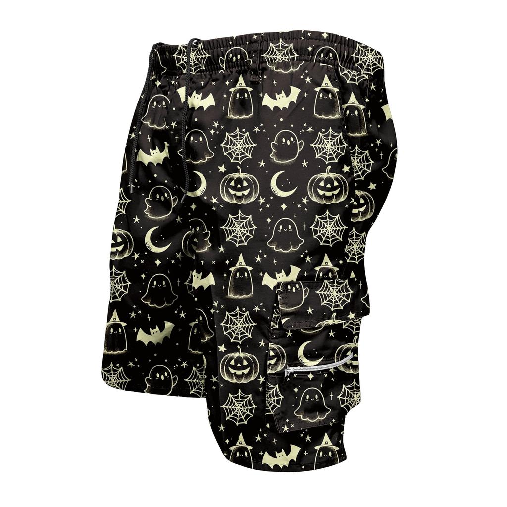 Men's Halloween Cargo Shorts with Drawstring Pockets