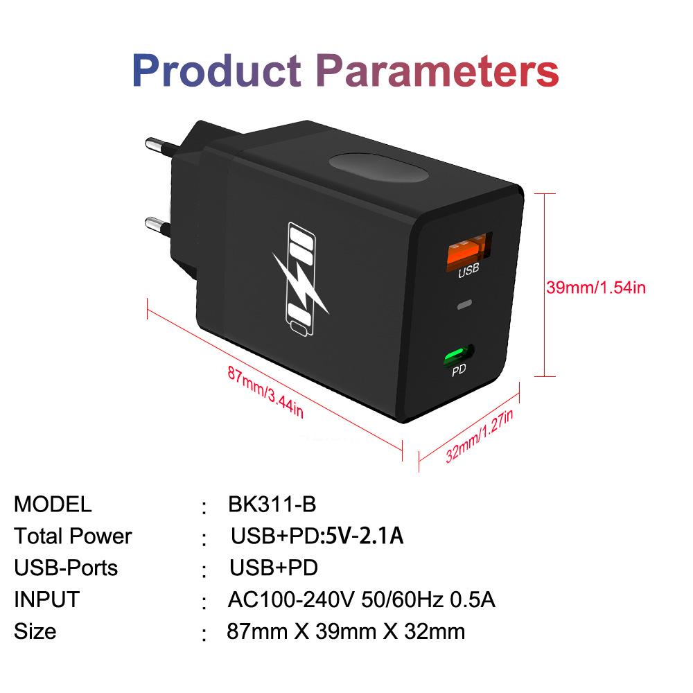 Thumbprint 2.4A Dual USB Charger - US, EU, KR, UK Plug for Mobile Devices