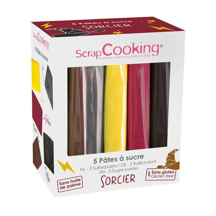 Boite de 5 pâtes à sucre - SCRAPCOOKING - Sorcier - Marron/gris/jaune/bordeaux et noir
