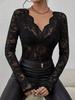 European & American Autumn/Winter Floral Lace Fan Top