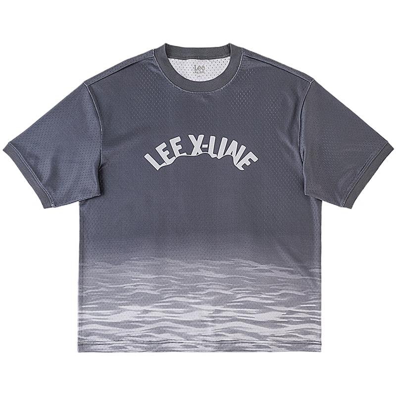 Lee Mesh Gradient Letter Print Unisex T-shirt L