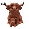 3D Printed Cow Sculpture Rustic Highland Ornament, Terracotta Color Statue, Modern Home Accessory Cute Figurine for Desk Shelf Farmhouse