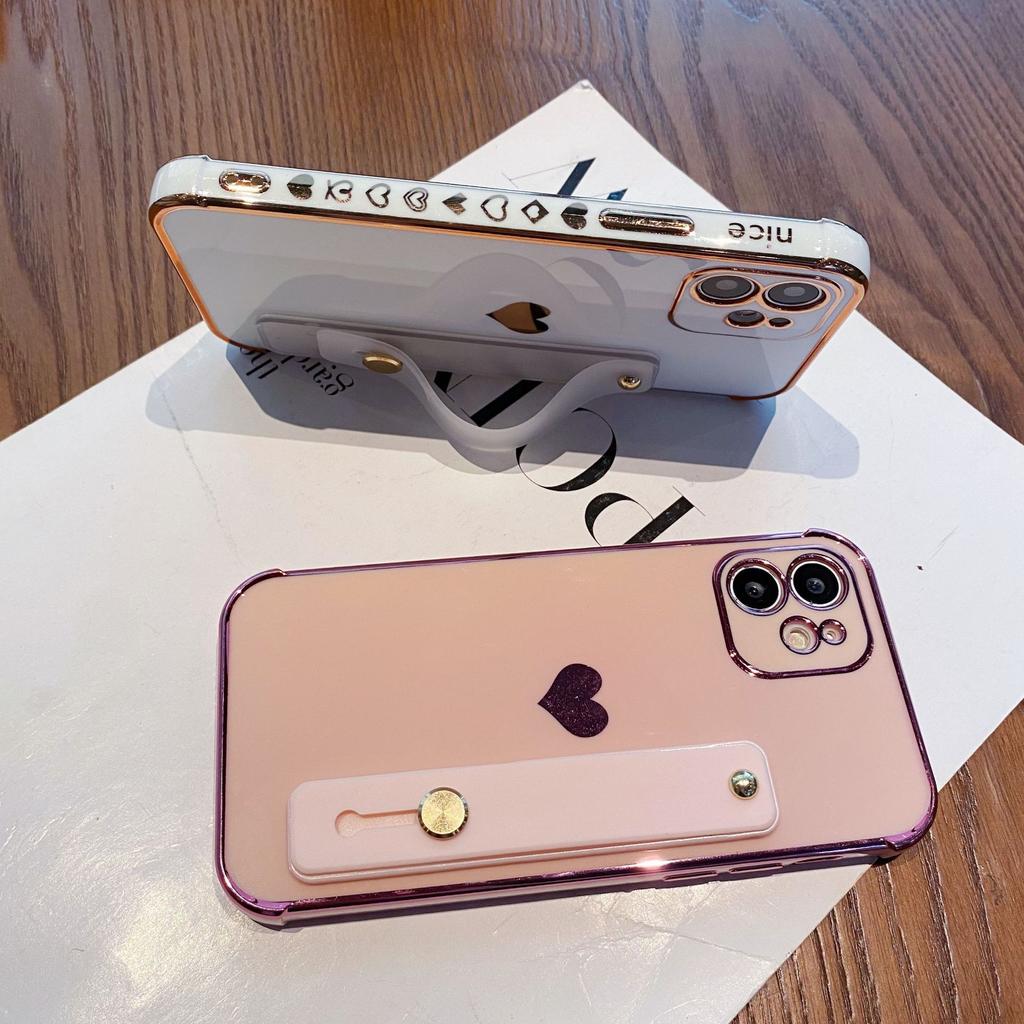 Side electroplated love wristband case 17Promax for Apple 16Pro mobile phone case 13/14/15 soft case XR