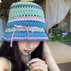 Y2k Hollow Basin Cap Handmade Weave Hats Ins Knitted Bucket Hats Girls