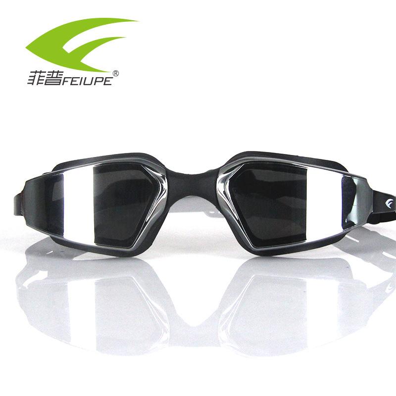 High-definition electroplated swimming goggles for women Men s swimming goggles waterproof anti-fog large frame swimming goggles чёрный