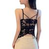 Bow Lace Strappy Tank with Chest Pads - Anti-Sagging Bandeau Lingerie for Women