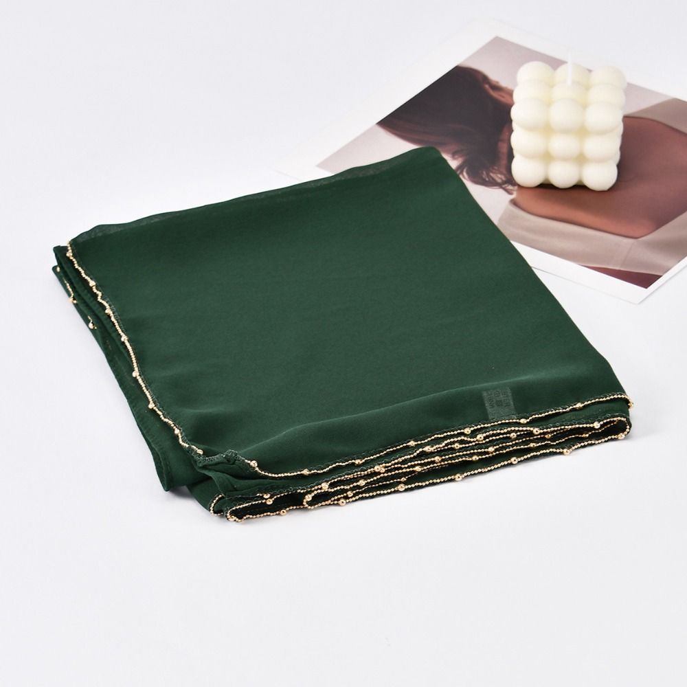 Long Ethnic Style Scarf Solid Color Islamic Turban Elegant Hijab Scarf  Women