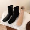 Wear Doctrine~ New Round Head Thick High Heel Elastic Socks Boots Skinny Boots Women's Short Boots